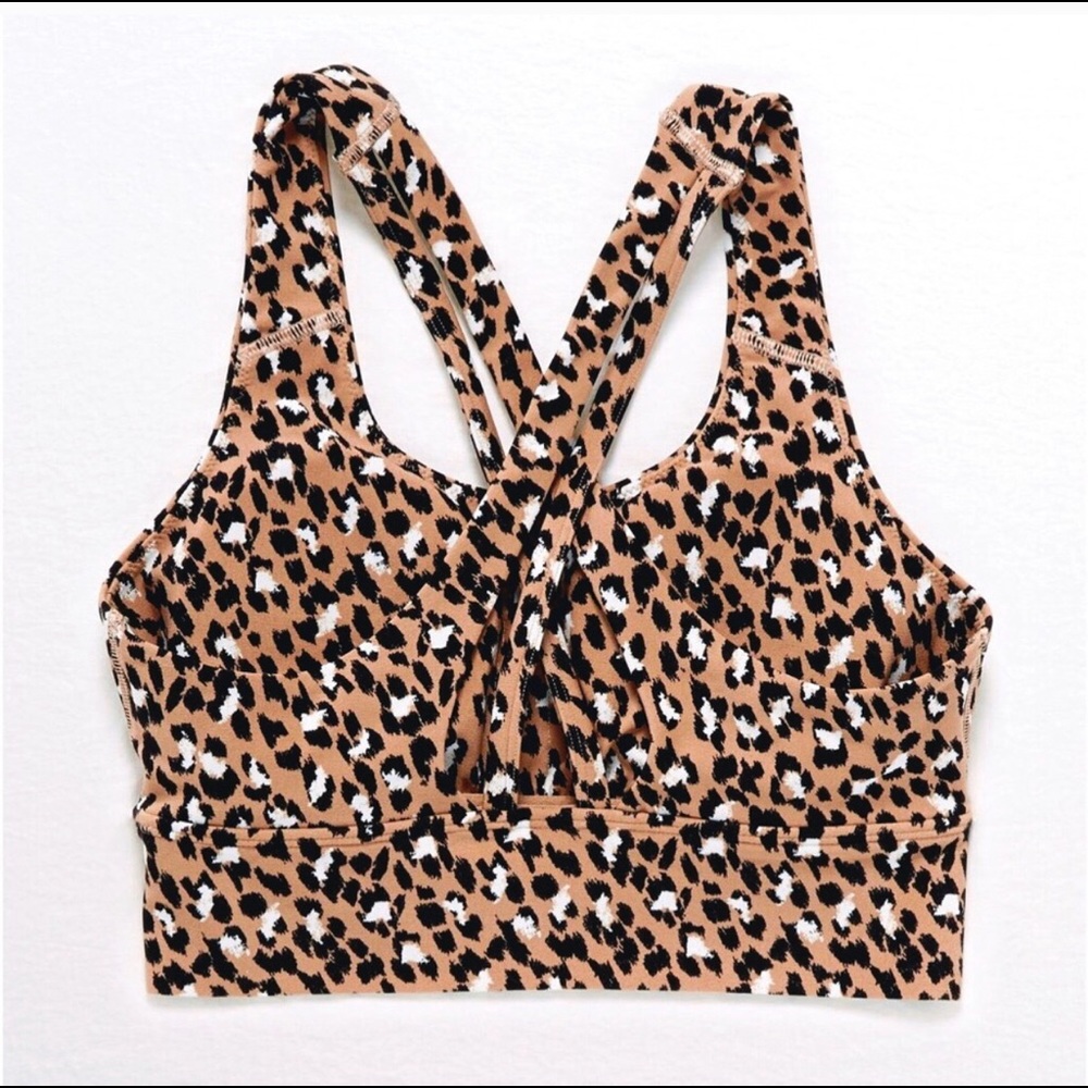 🆕 Aerie Leopard Print Real Me Strappy Sports Bra - Picture 2 of 7